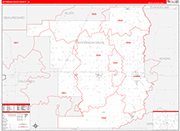 Jefferson Davis County Wall Map Red Line Style
